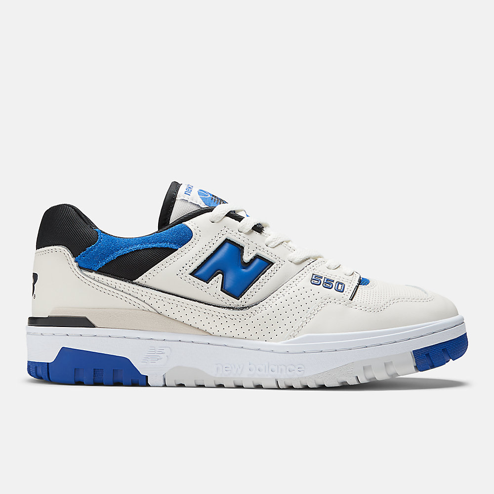 New Balance 550 Premium Shoes Sea Salt with Team Royal and Black